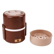 十度良品 SD-910蒸煮电热饭盒 三层不锈钢内胆插电加热保温饭盒 1.8L大容量 褐色