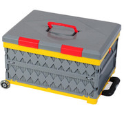 安马 可折叠拉杆多功能汽车后备箱储物箱车用居家收纳置物箱杂物整理箱 灰色 45L