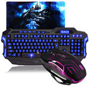 新盟 剑圣一族7色宏定义游戏鼠标 有线发光游戏键盘 背光游戏键鼠套装 游戏键鼠套装 7色鼠 牛魔王+K23蓝光键盘+大鼠垫