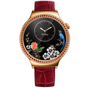 华为 WATCH 星月系列 智能手表(施华洛世奇天然宝石 红色鳄鱼纹牛皮表带)玫瑰金
